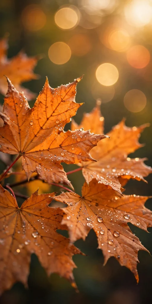 17 Cozy Wallpaper Backgrounds Fall for Autumn 6 Orange maple leaves close-up with soft bokeh