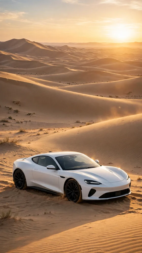 Wallpaper iPhone Car: 17 Stunning Auto Designs 3 White sports car in a desert at golden hour