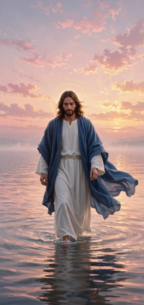 17 Wallpaper iPhone Jesus Designs to Love 2 Jesus walking on calm ocean water at dawn iphone wallpaper
