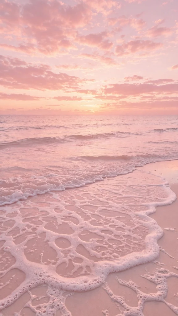 17 Wallpaper Pink Soft Aesthetic Designs You Will Love 14 Pink ocean waves at a blush beach, wallpaper pink soft aesthetic