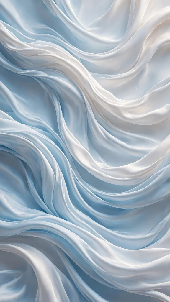 17 Free wallpapers for ios 26 to Download Now 6 Flowing silk waves in pastel blue and white