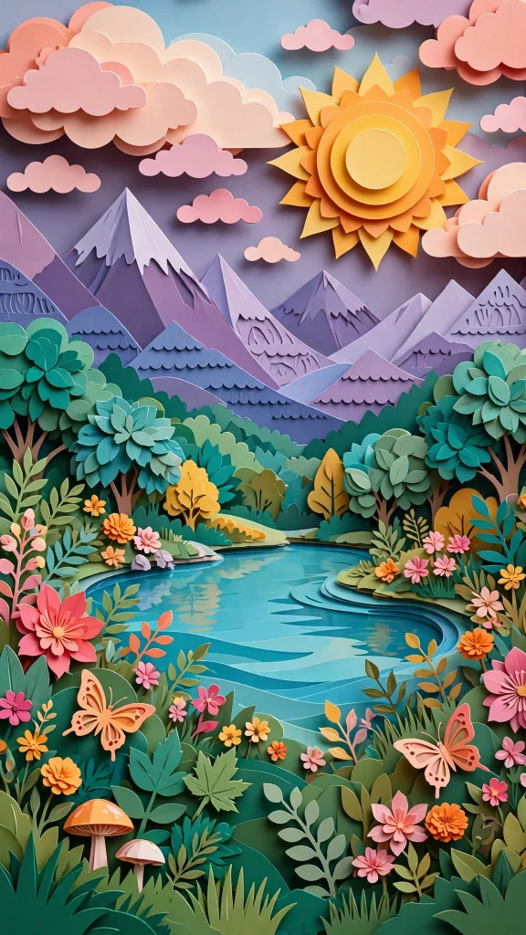 3d layered paper cut colorful 3d wallpaper