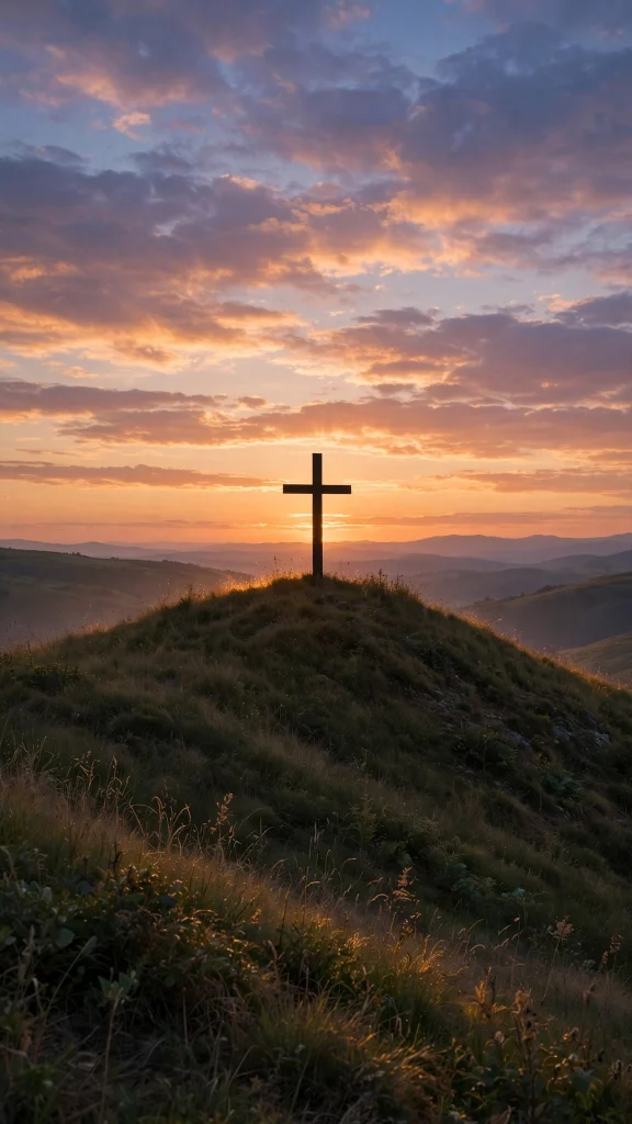 Bible Verse Wallpaper: 17 Peaceful Designs 7 cross silhouette hill sunset bible verse wallpaper