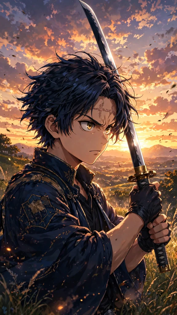Demon Slayer Wallpaper: 17 Epic Anime Designs 2 anime boy scar sword sunset demon slayer wallpaper
