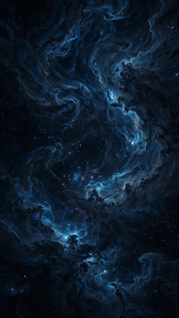 Deep space nebula in dark blue and black