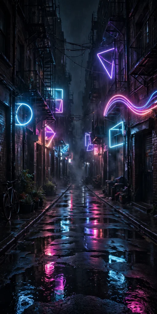 Dark street at night with neon signs wallpaper iphone dark