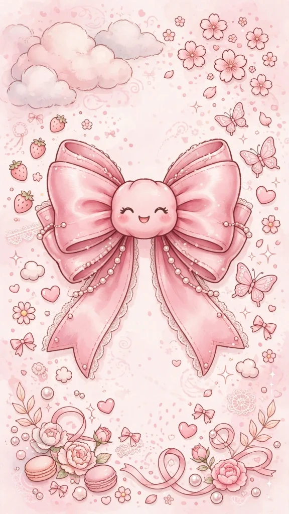 17 Wallpaper Pink Cute Ideas for Your Phone 16 Pink ribbon bow cute kawaii wallpaper pink cute