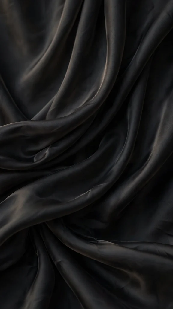 Black silk fabric flowing wallpaper background