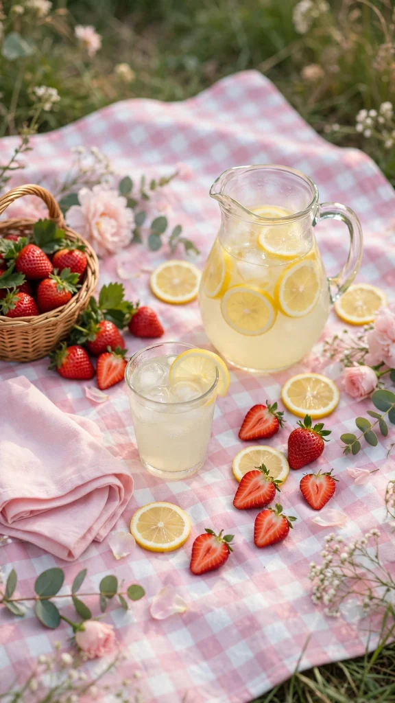 17 Dreamy wallpaper aesthetic pink pastel Ideas 7 Pastel pink picnic setup with strawberries and lemonade