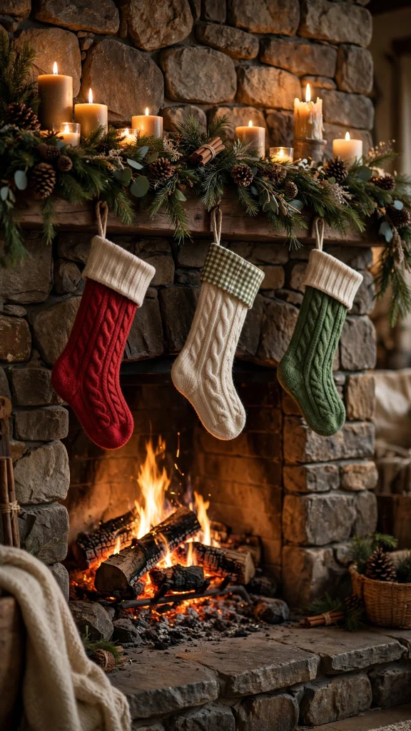 17 wallpaper iphone christmas Ideas 2 Crackling fireplace with stockings and candles wallpaper
