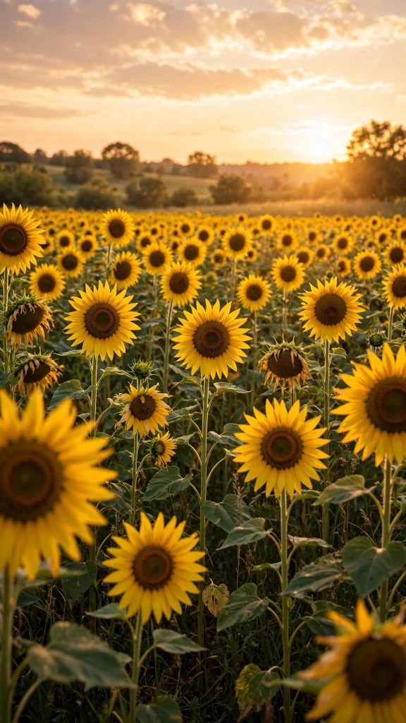 Flower Wallpaper: 17 Beautiful Floral Designs 7 sunflower field golden hour flower wallpaper