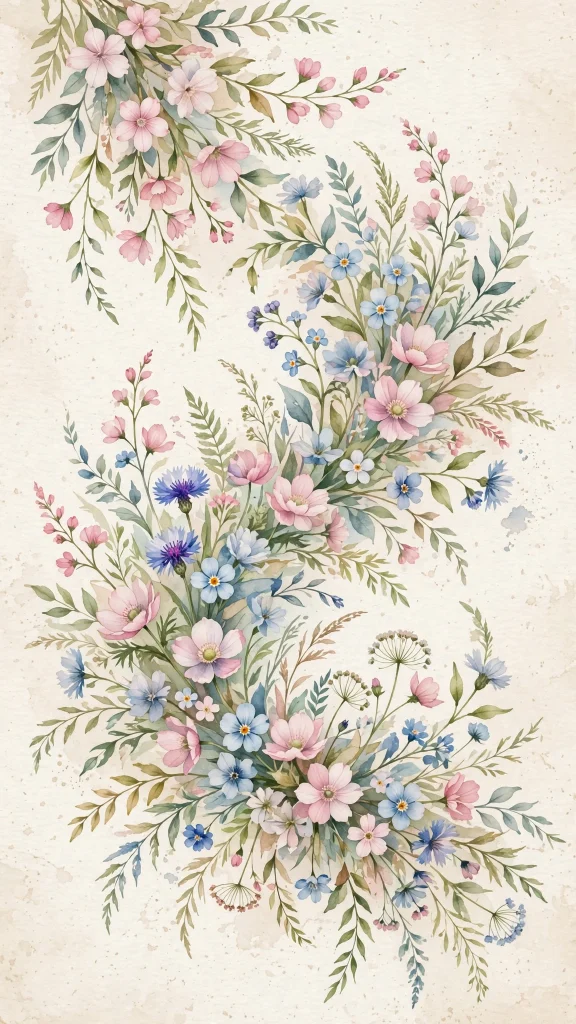 Delicate watercolor wildflowers in pastel wallpaper iPhone flowers