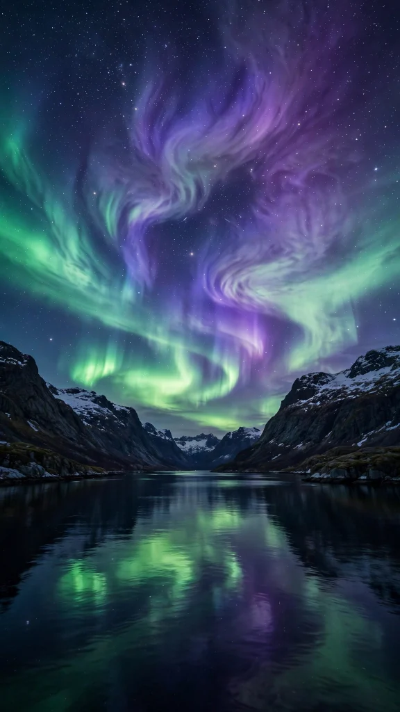 Wallpapers HD: 17 Stunning High Definition Picks 6 Aurora borealis over dark fjord wallpapers hd