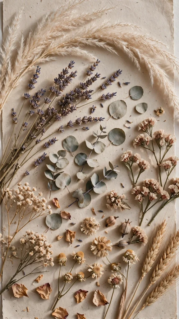 dried flowers flat lay wallpaper iphone tumblr on beige paper