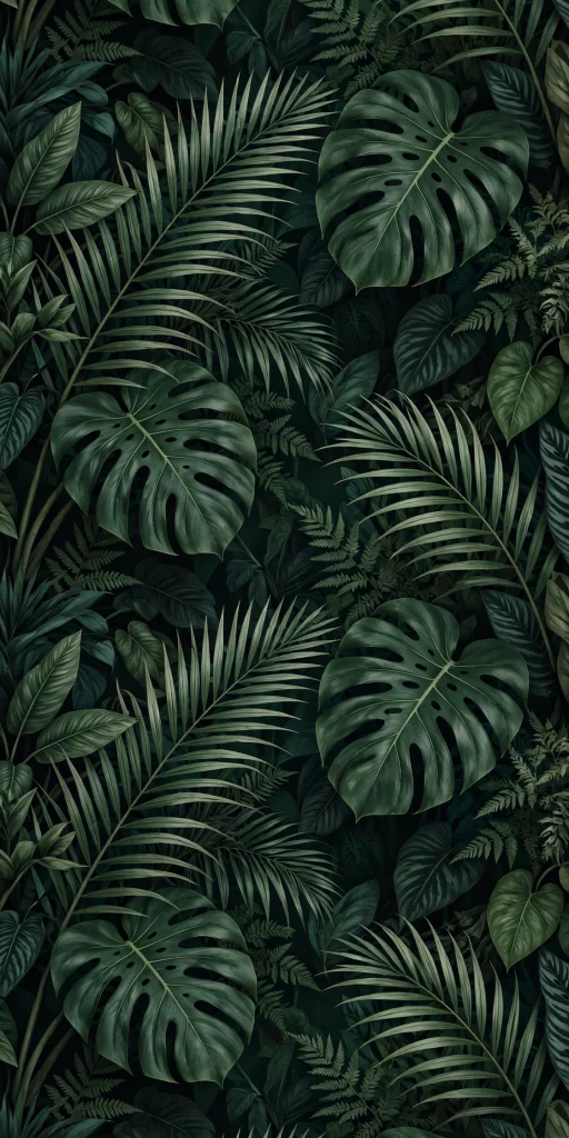 17 wallpaper backgrounds green for a fresh screen look 17 Lush tropical leaves pattern deep green