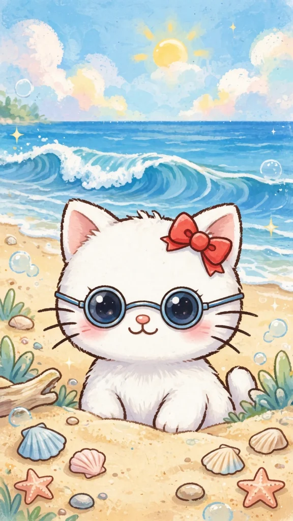 17 Cute wallpaper iphone hello kitty Designs 7 Hello Kitty at the beach wearing sunglasses