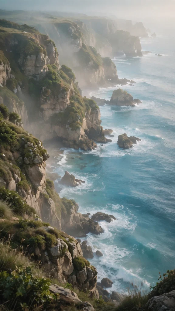 coastal cliffs overlooking turquoise sea water
