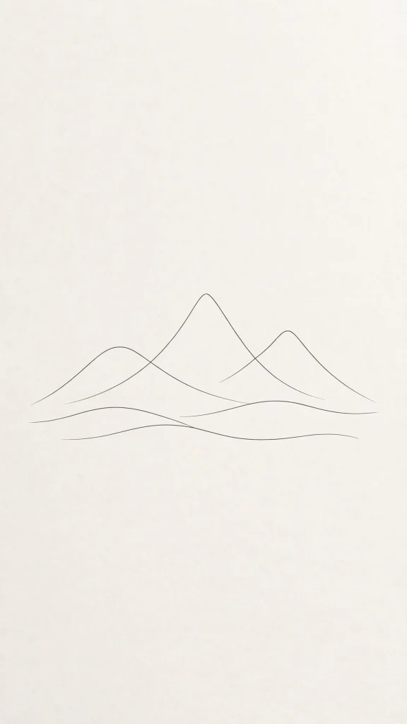 Minimal mountain silhouette line art