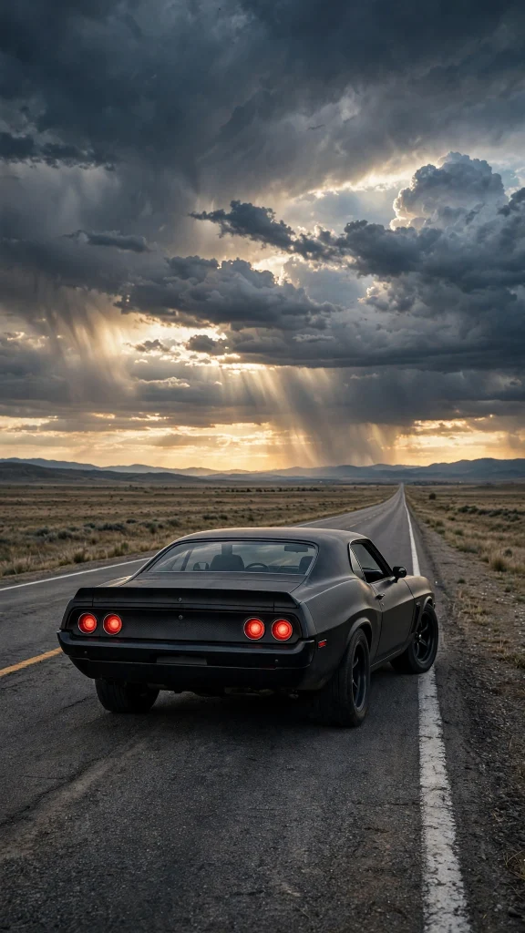 Wallpaper iPhone Car: 17 Stunning Auto Designs 4 Muscle car rear view on an empty highway