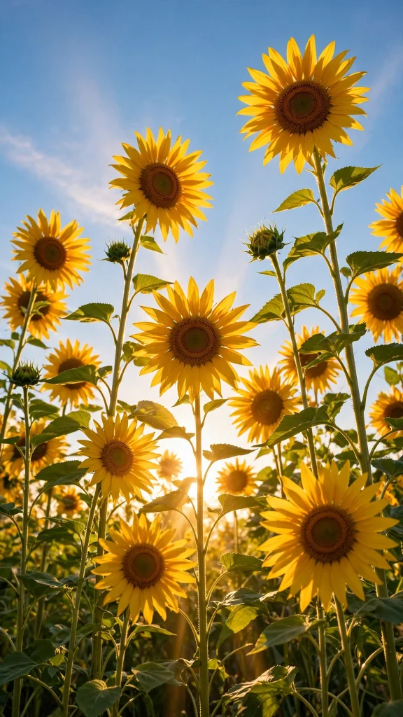 17 Beautiful Wallpaper Backgrounds Flowers for Your Phone 5 golden sunflowers against blue sky flower wallpaper background