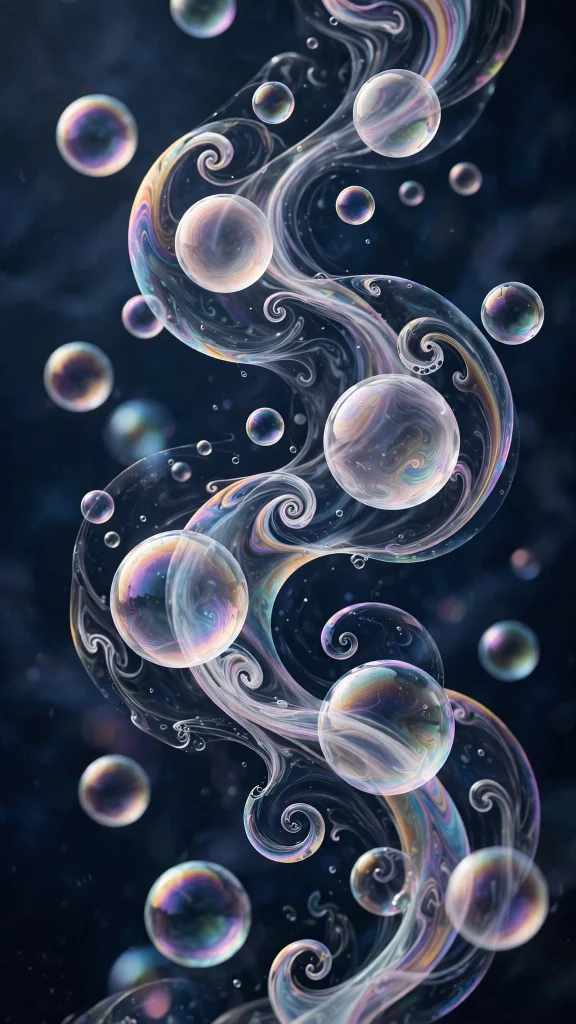 17 Free wallpapers for ios 26 to Download Now 7 Iridescent soap-bubble swirls on dark navy