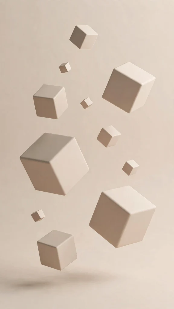 3d floating cubes beige minimal 3d wallpaper