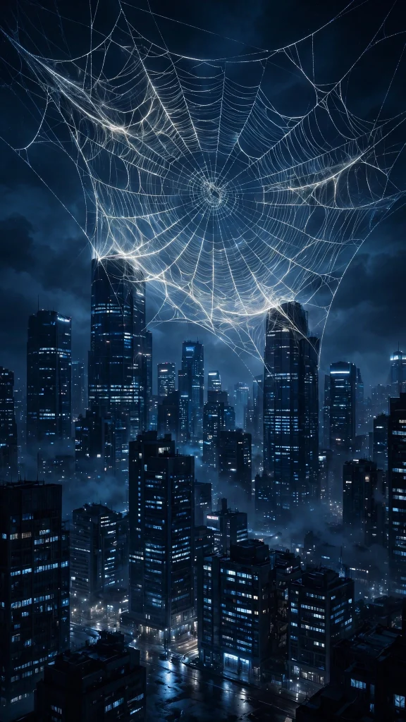 17 Wallpaper Aesthetic Spiderman Designs You'll Love 7 night skyline with glowing web wallpaper aesthetic spiderman