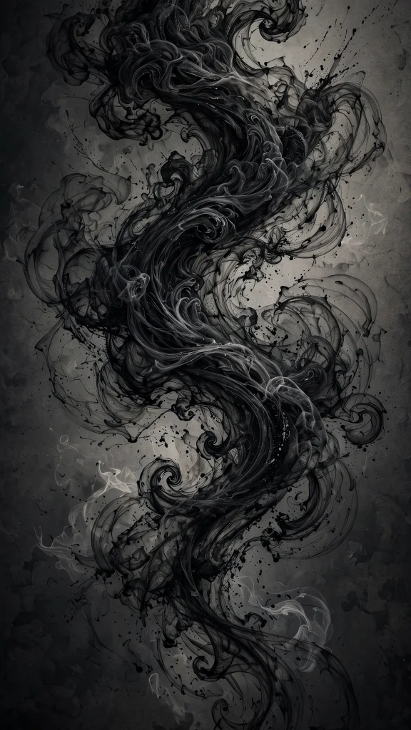 Black abstract ink swirls phone wallpaper