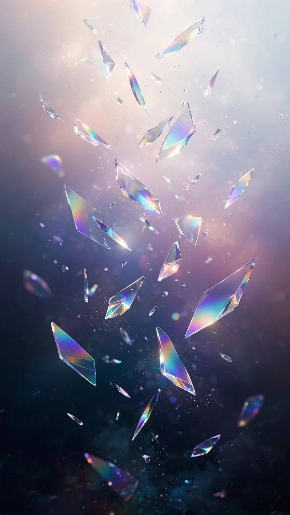 holographic glass shards wallpaper iphone ios 26
