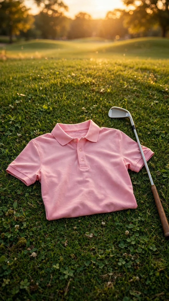 17 Best Wallpaper Pink Polos for a Cute Preppy Phone 7 Pink polo shirt laid out on a golf course at golden sunset