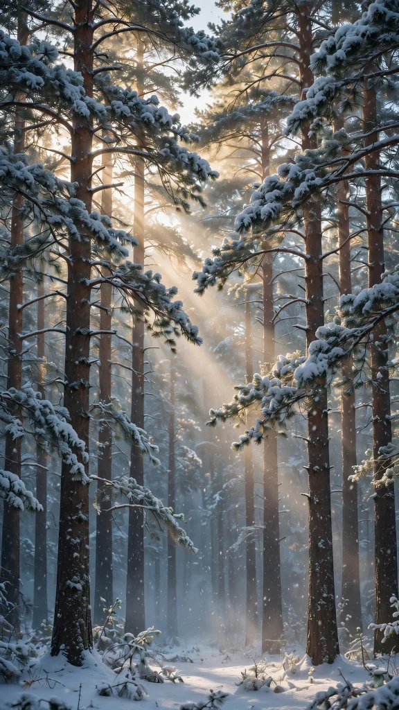 17 wallpaper iphone christmas Ideas 6 Sunlight streaming through a snow-covered pine forest wallpaper