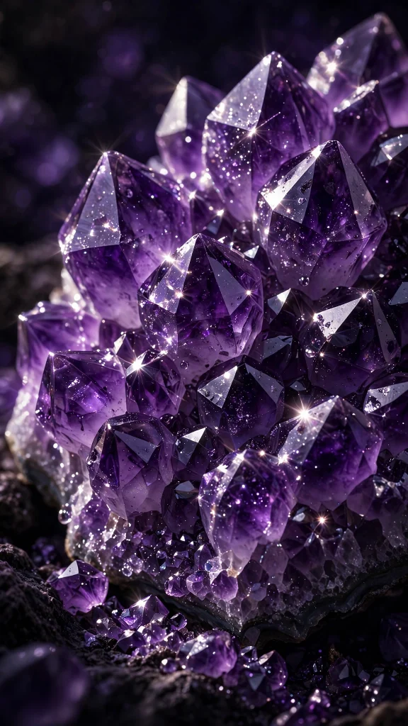 Purple amethyst crystal cluster wallpaper