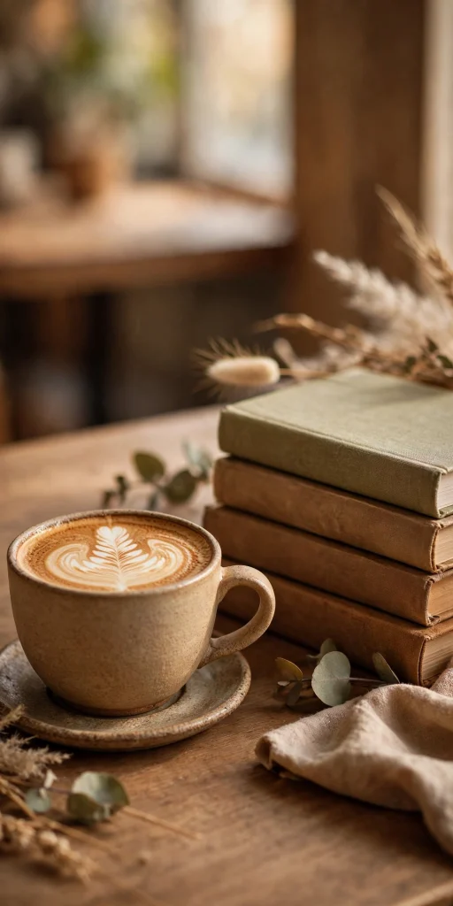 17 Best Wallpaper Aesthetic Desktop Ideas to Try 3 aesthetic coffee cup with latte art and books