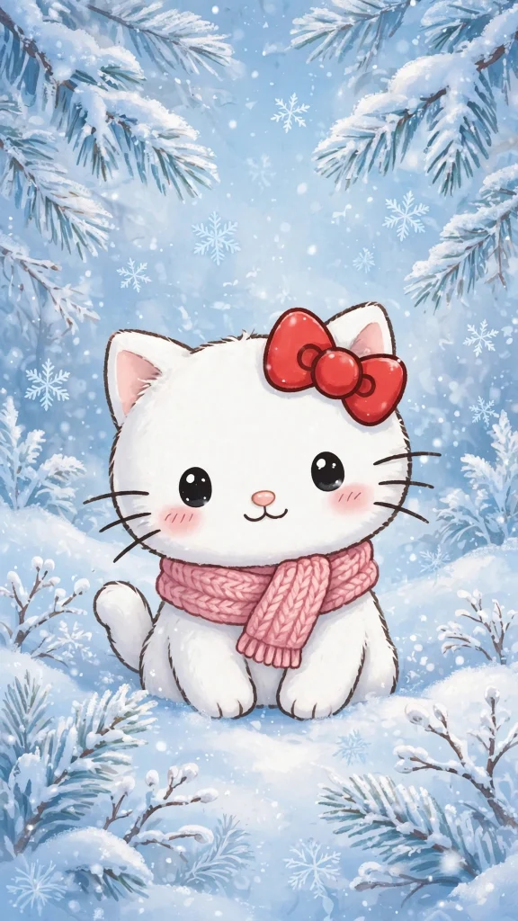 17 Cute wallpaper iphone hello kitty Designs 8 Hello Kitty winter scene with snowflakes