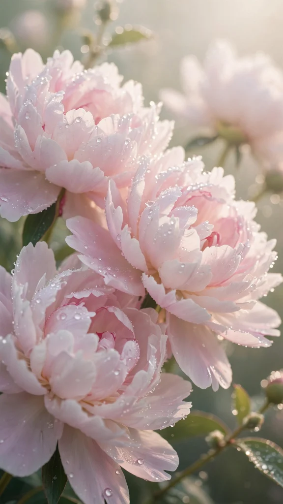 17 Dreamy wallpaper aesthetic pink soft for Phones 8 pale pink peonies with dewdrops in morning light