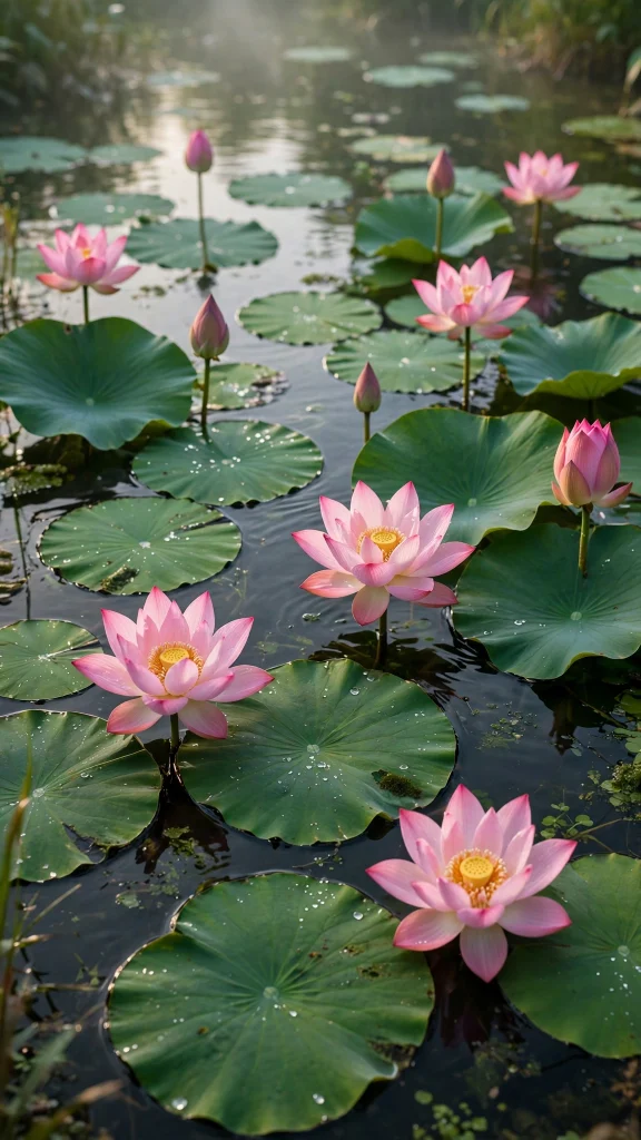 17 Fresh wallpaper pink and green for Your Phone 8 pink lotus flowers on emerald green lily pads