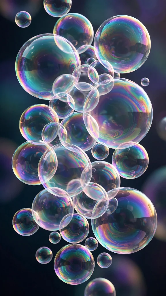 3d iridescent holographic shapes 3d wallpaper