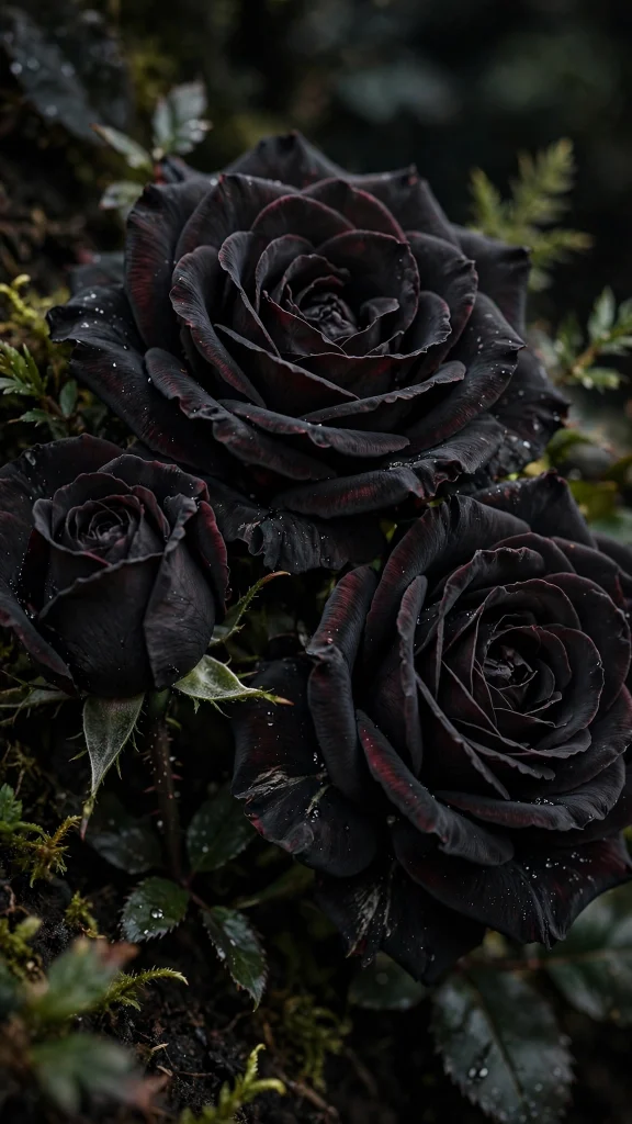 Close up of black roses