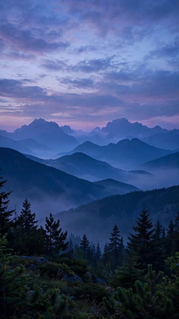 Blue mountain silhouettes at dusk wallpaper backgrounds blue