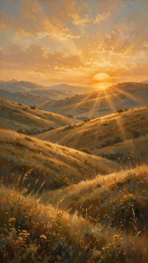 17 Wallpaper Aesthetic iPhone Homescreen Ideas 8 golden sunset over rolling hills wallpaper