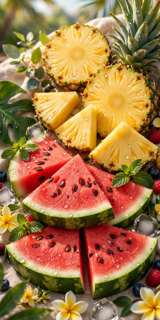 17 Wallpaper iPhone Summer Wallpapers for Sunny Phones 10 Watermelon and pineapple slices juicy summer fruits