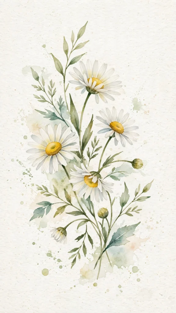 17 Beautiful Wallpapers Flowers for Your Phone 14 Delicate watercolor daisy wallpapers flowers painted on white paper