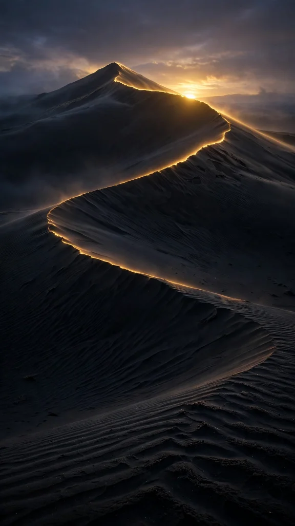 17 Stunning Wallpapers Samsung for AMOLED Screens 12 Black sand dunes with golden light edge wallpapers samsung