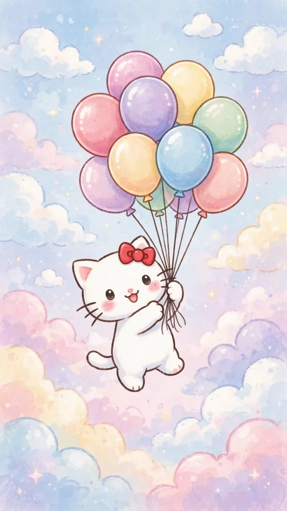 17 Cute wallpaper iphone hello kitty Designs 9 Hello Kitty floating up with balloons