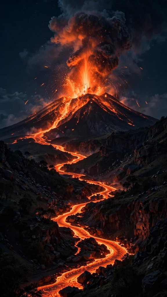 17 Best Wallpaper Backgrounds 4K for Your Screen 12 Volcano erupting at night with lava glow