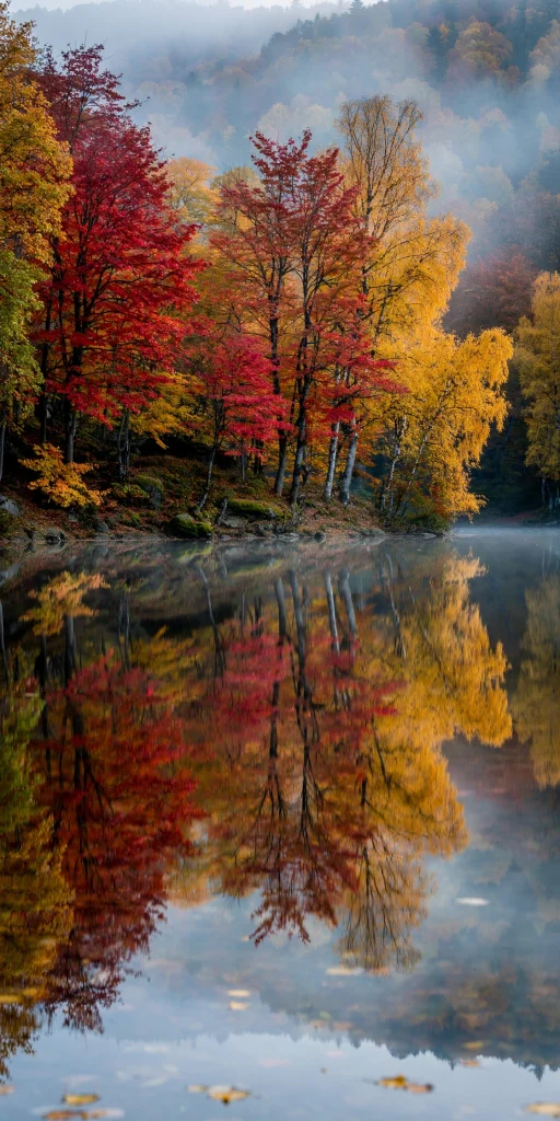 17 Cozy Wallpaper Backgrounds Fall for Autumn 12 Autumn lake reflection with colorful trees
