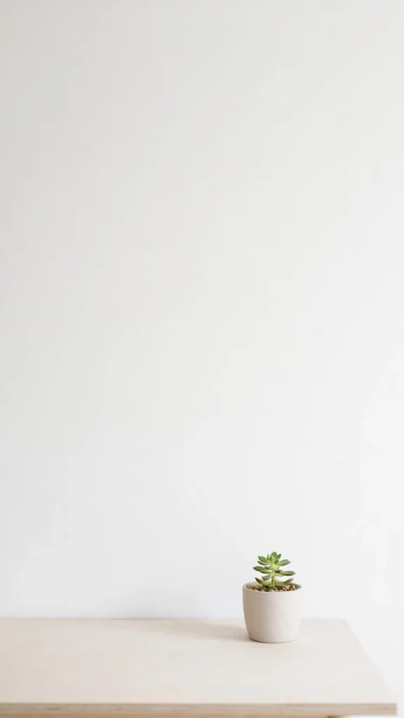 Clean minimal desk with single plant