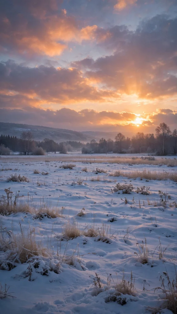 17 Wallpaper iPhone Winter Ideas for Cold Season 4 Winter sunset over a snowy field