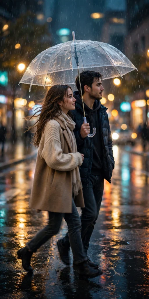couple under umbrella rain love aesthetic wallpaper