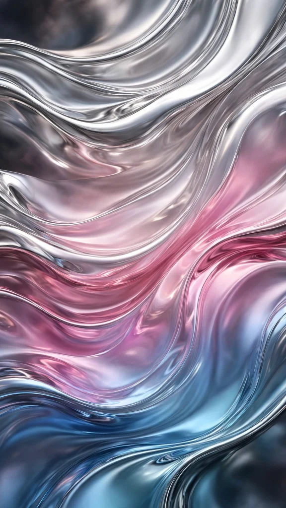 17 Free wallpapers for ios 26 to Download Now 9 Liquid chrome metal waves in silver, pink and blue